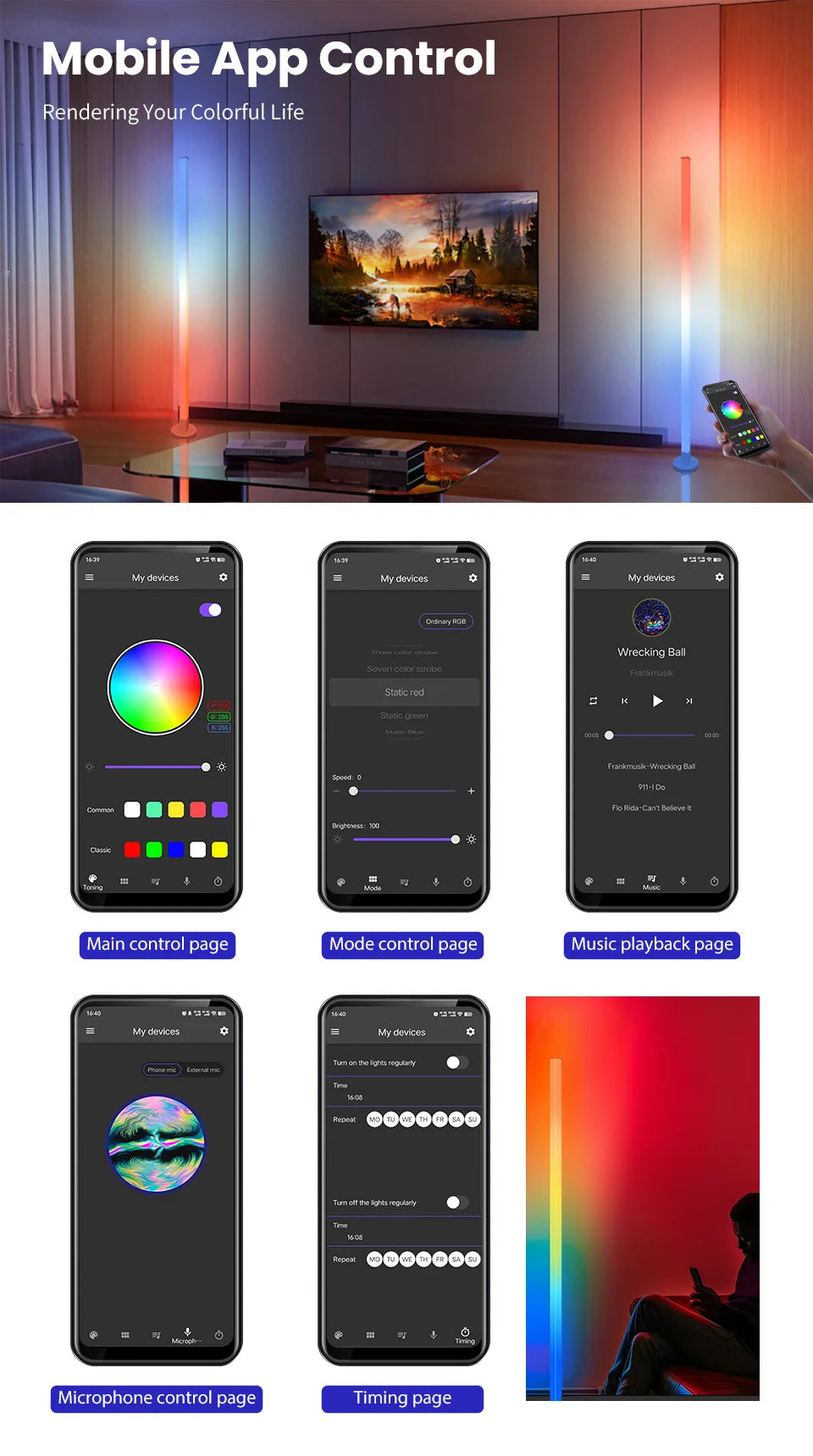 Transform Any Room in Seconds — Smart RGB LED Corner Lamp with App Control
