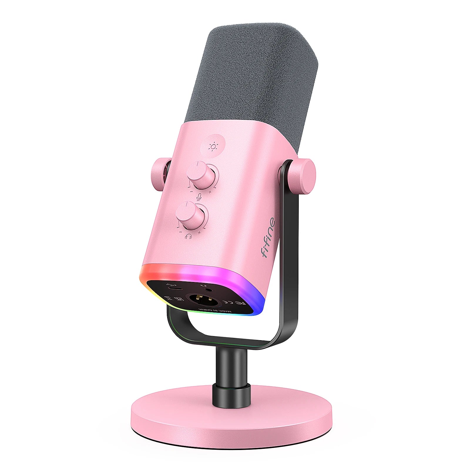 FIFINE AM8 USB/XLR Dynamic Microphone with RGB Lighting, Headphone Jack & Mute Button – Ideal for PC Gaming, Recording, Streaming, and AmpliGame Setups