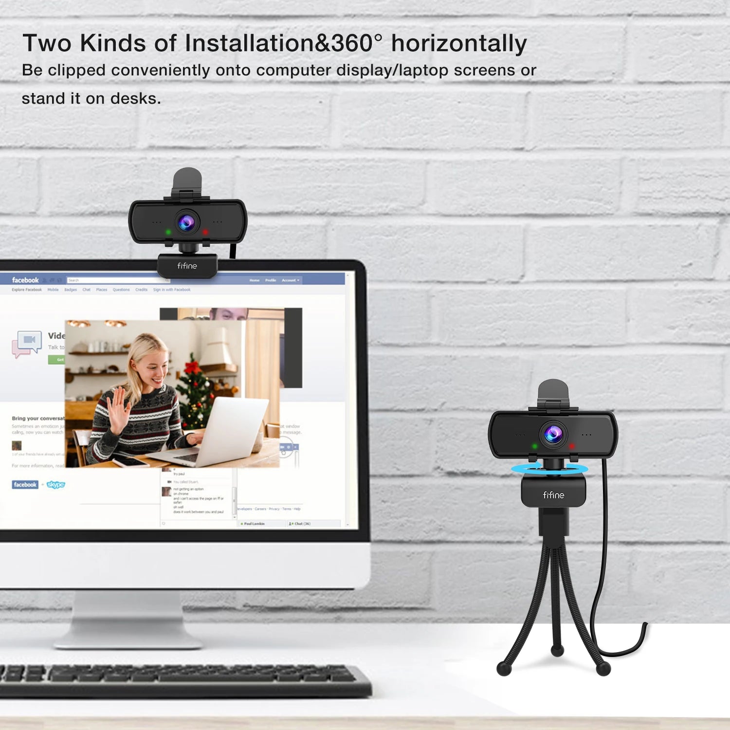 FIFINE 1440p Full HD Webcam with Microphone & Tripod – USB for PC, Laptop, Live Streaming, Video Calls – K420