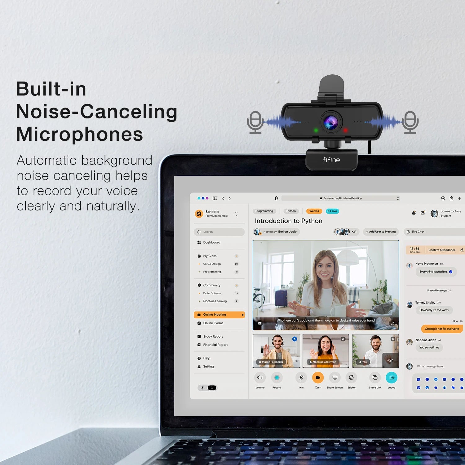 FIFINE 1440p Full HD Webcam with Microphone & Tripod – USB for PC, Laptop, Live Streaming, Video Calls – K420