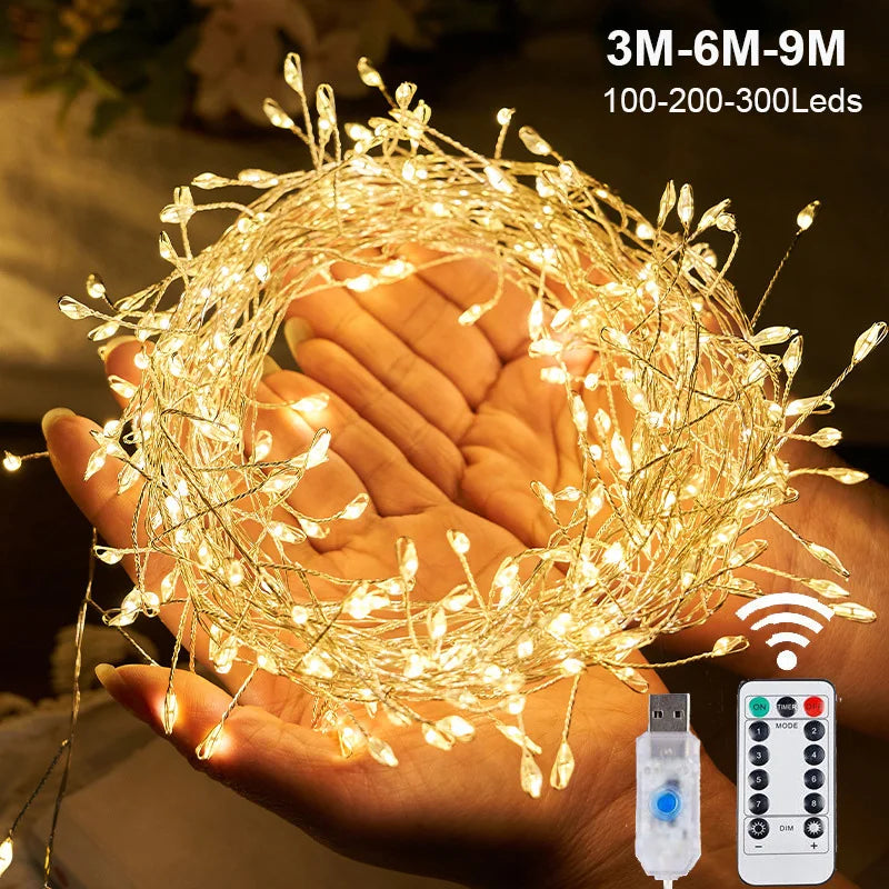 USB Firecracker Fairy String Lights with Remote Control | 3M, 6M & 9M | Wedding, Party & Christmas Décor