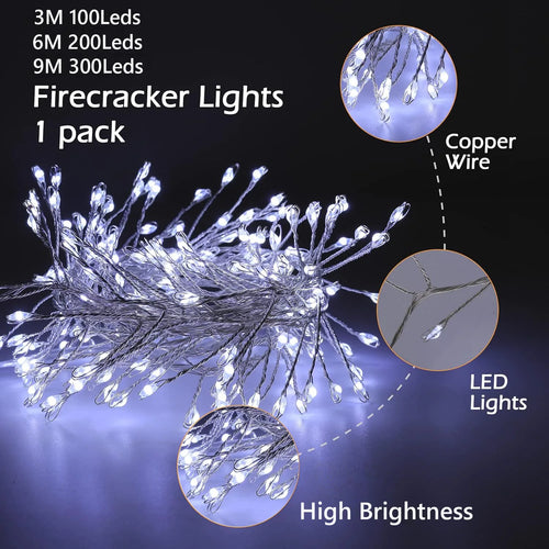 USB Firecracker Fairy String Lights with Remote Control | 3M, 6M & 9M | Wedding, Party & Christmas Décor