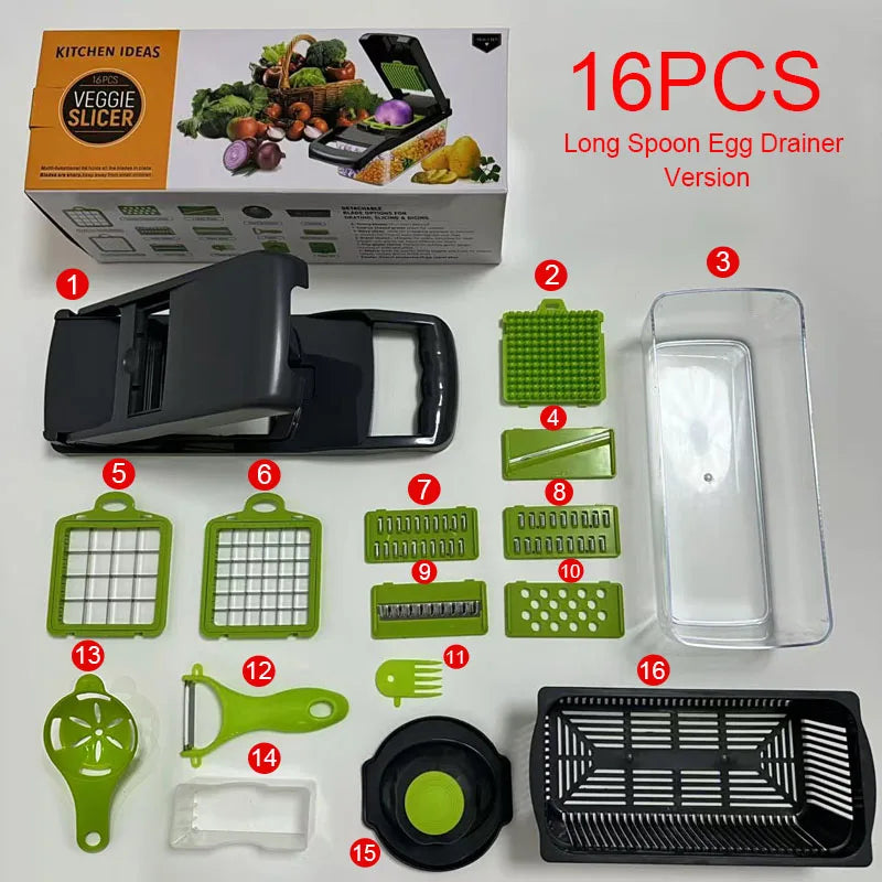 16-in-1 Vegetable Chopper - Grater, Slicer, Peeler, Egg Separator & More!