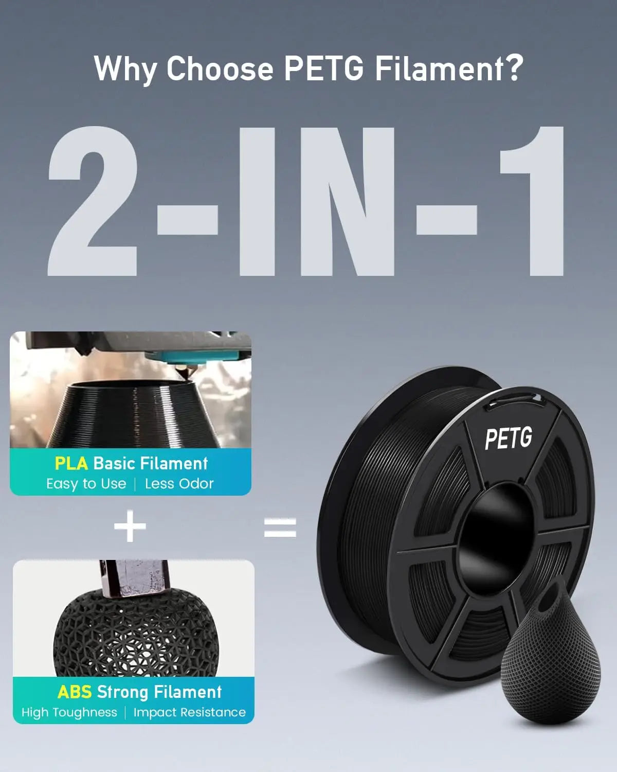 SUNLU PETG 3D Printer Filament 5KG – 1.75mm High‑Toughness Filament with Reusable Spool for FDM Printers
