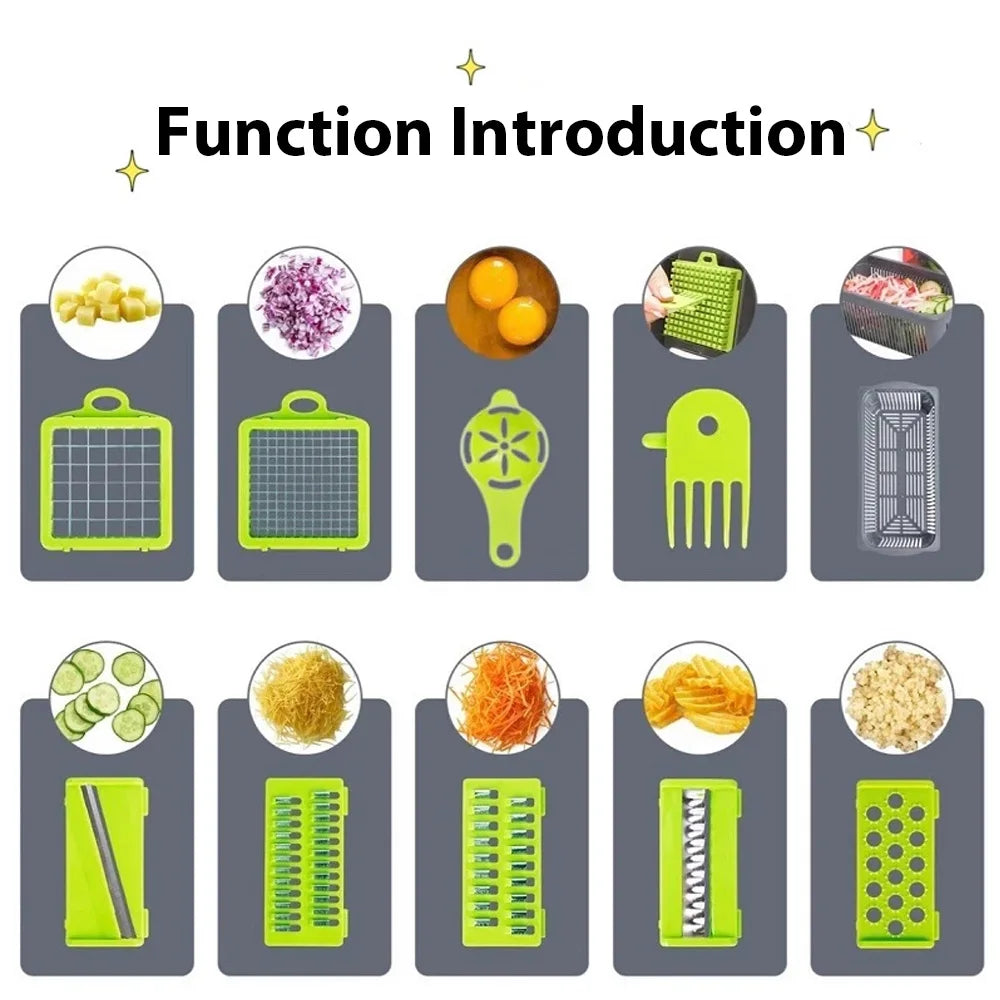 16-in-1 Vegetable Chopper - Grater, Slicer, Peeler, Egg Separator & More!